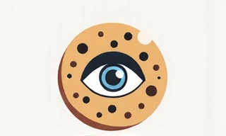 Icono de un ojo mirando un objetivo sobre una galleta, representando cookies de publicidad