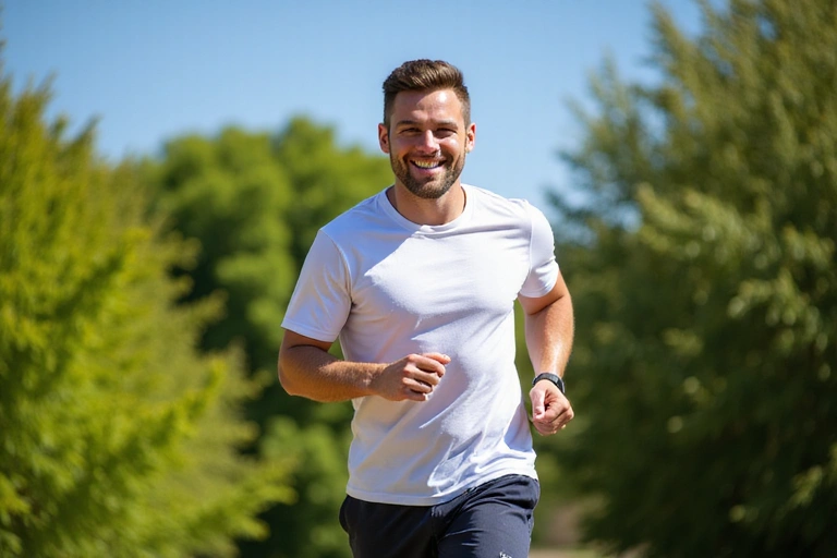 Hombre activo corriendo al aire libre con energía y vitalidad